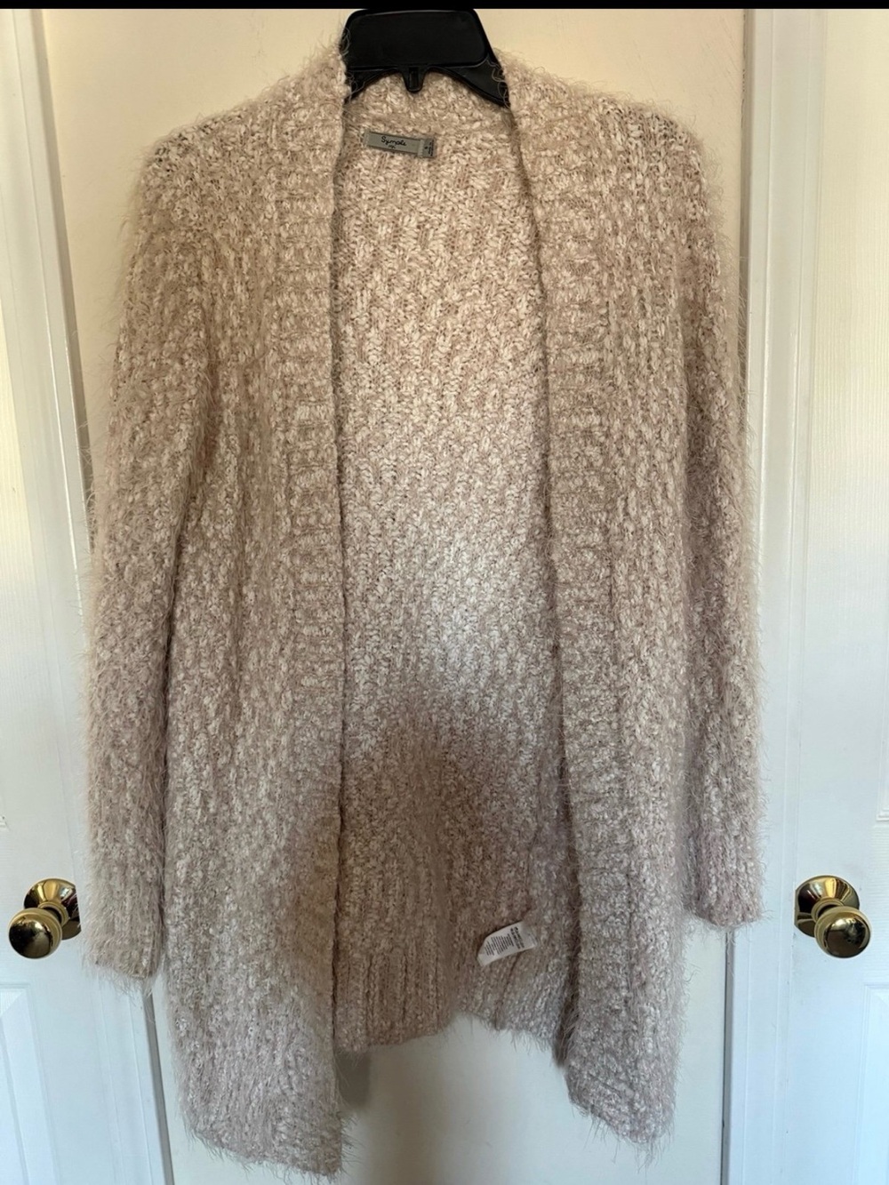 Symple NYC Long Open Cardigan Fuzzy Cozy Size S Coquette Cottagecore